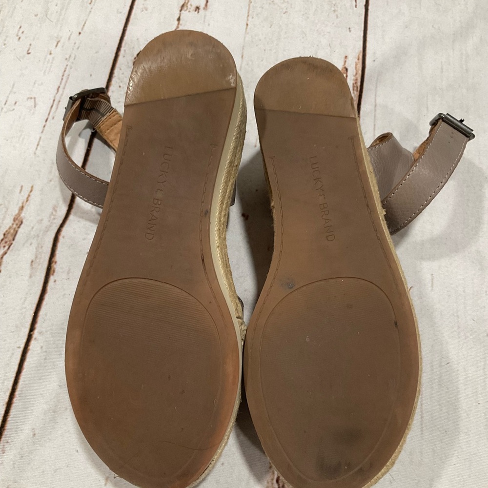LUCKY‎ BRAND TAUPE LEATHER ESPADRILLES SANDALS - Picture 5 of 10